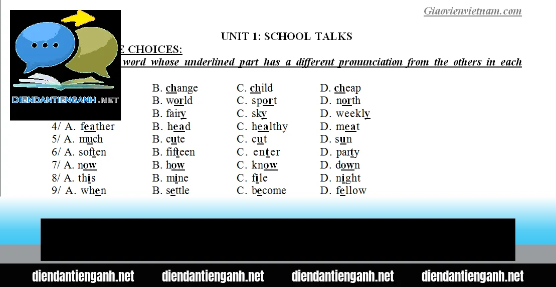 các dạng bài tập tiếng anh lớp 10 phổ biến